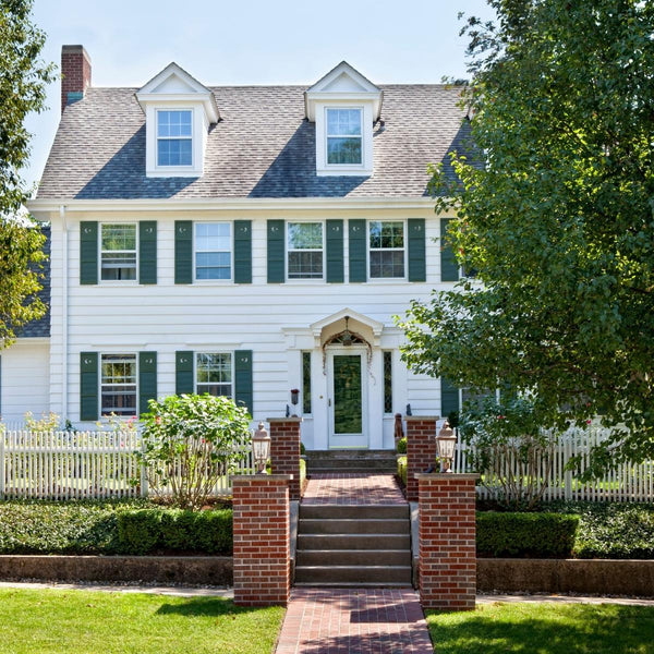 white home in springtime