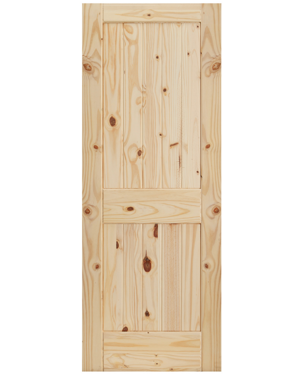 2 Panel Square Top V-Groove Knotty Pine Interior Door